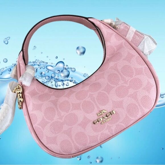 Coach Carmen Mini Crossbody Bag In Signature Canvas Powder Pink Purse